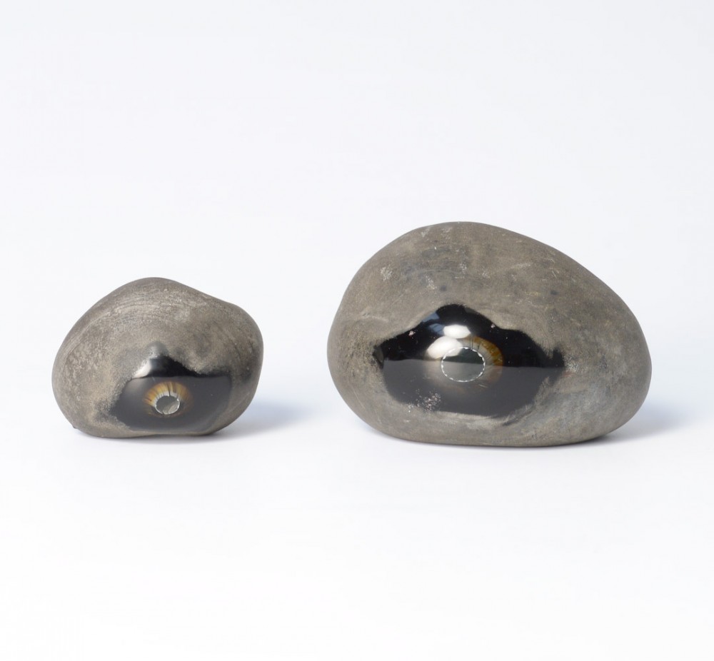 Pair of Optical Scavo glass stones by Alfredo Barbini