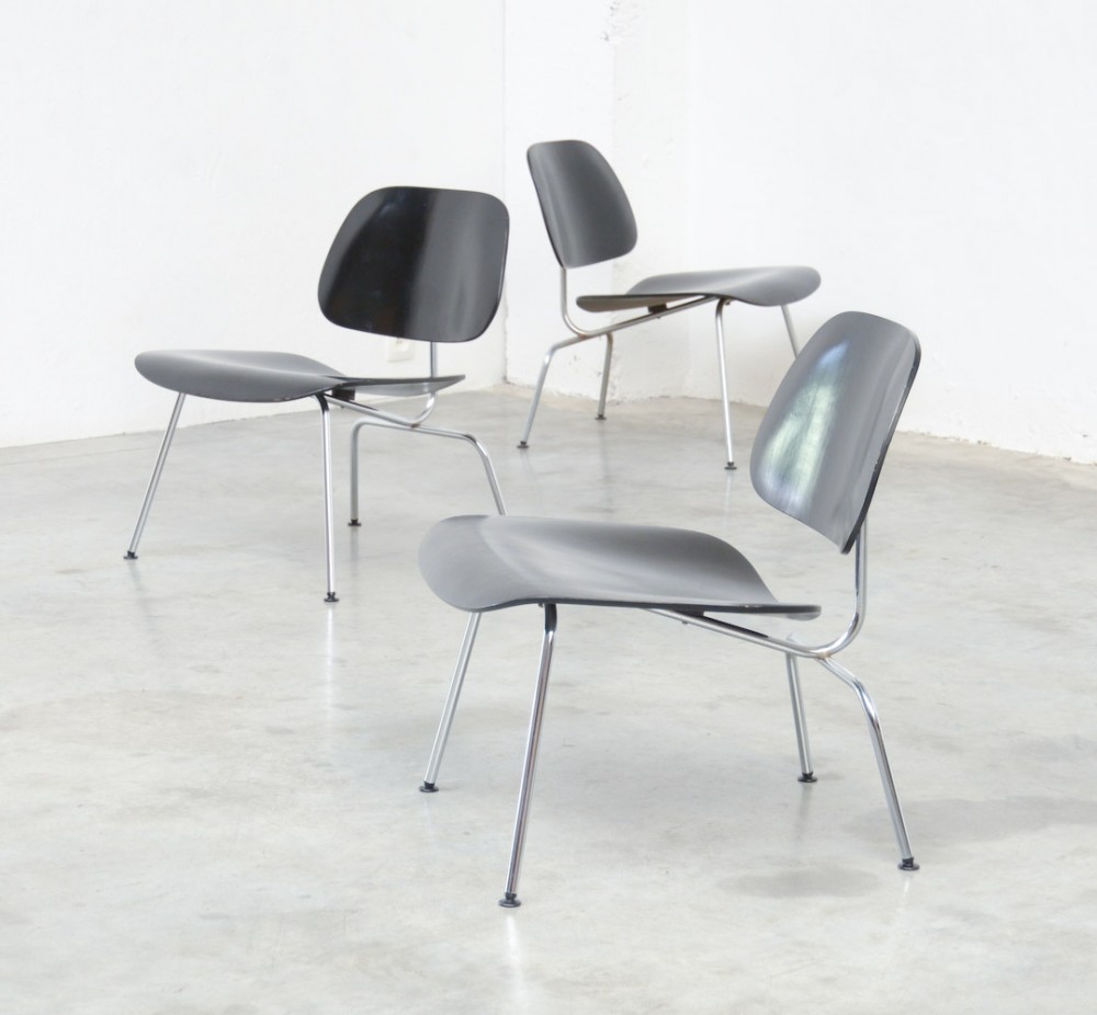 Black LCM Chairs by Charles and Ray Eames for Herman Miller
