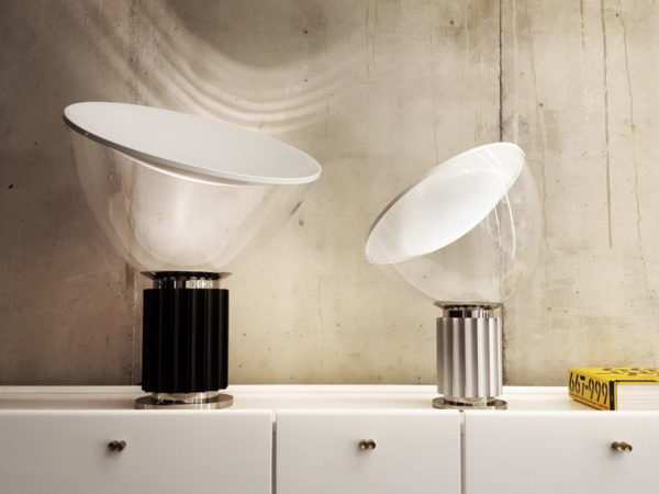 Flos-Taccia-Small-LED-Table-Lamp-Anodised-Silver-with-Taccia-Large-insitu