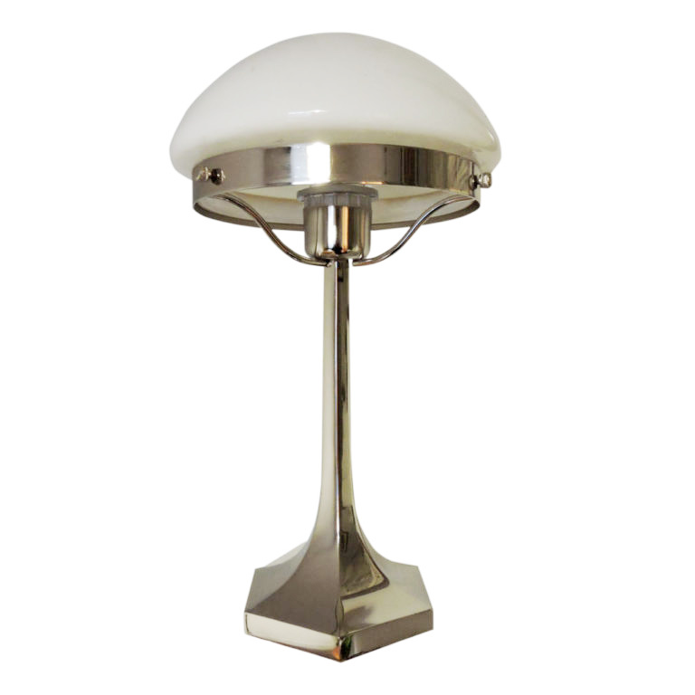 Art Deco Stainless Steel Table Lamp from Lustrerie Deknudt, 1920s