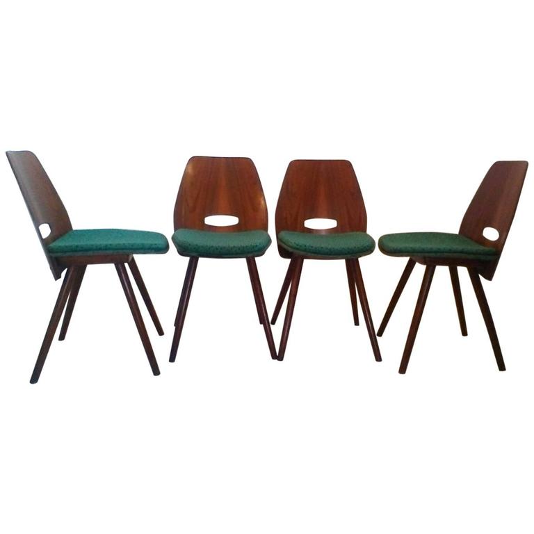 Set Of Four Art Deco Dining Chairs In Beech Design Addict Chairs Stools