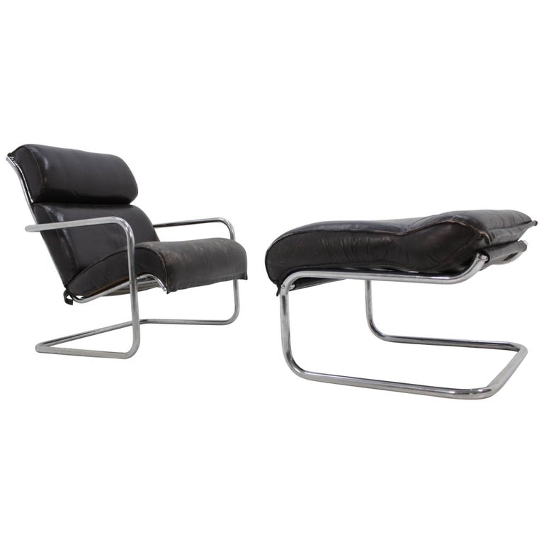 Set Of Leather Design Lounge Chair And Footstool Design Addict