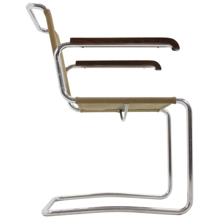 Chrome Bauhaus Chair, Jindřich Halabala H-164
