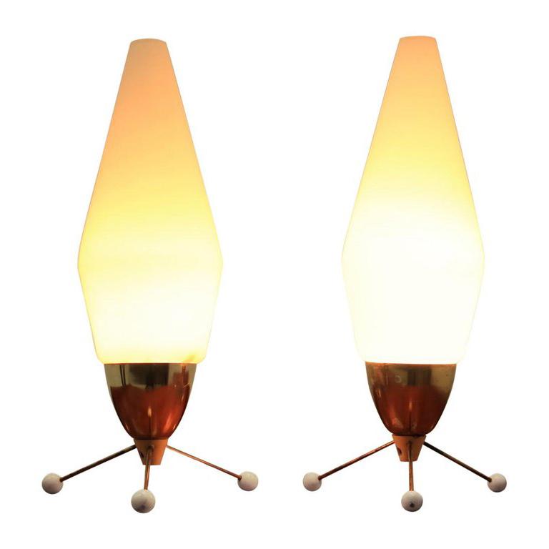 Pair of Mid Century Table Lamps, Rocket, Kamenicky Senov, Stanislav Kučera, 1970
