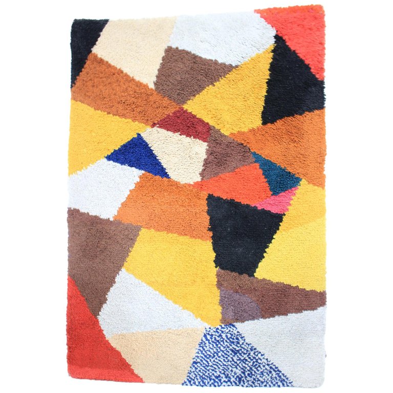 Midcentury Geometric Carpet, Rug, Denmark, 1960s