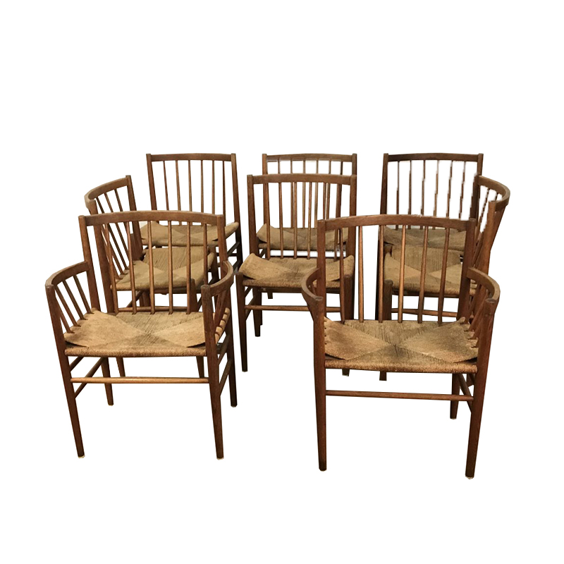 Set of 8 Jorgen Baekmark chairs for FDB Mobler