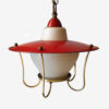 French Metal & Glass Pendant Lamp, 1950s