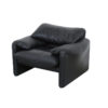 Black Leather Maralunga Easy Chair