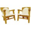 Pair of Solid Wood Armchairs