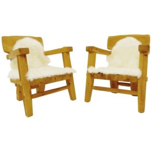 Pair of Solid Wood Armchairs