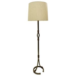 Iron And Leather Floor Lamp, circa 1950