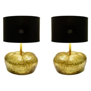 Pair of pumpkin table lamps