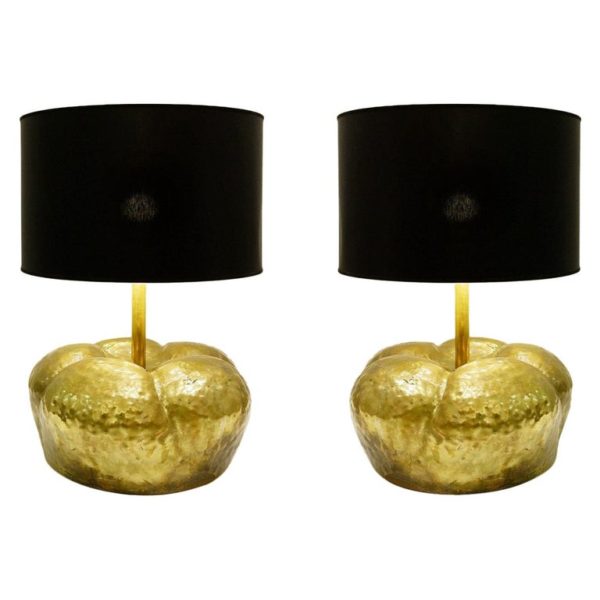 Pair of pumpkin table lamps