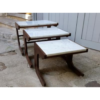 Set of 3 vintage nesting tables in Rosewood and Carrara marble - Circa 1950-1960