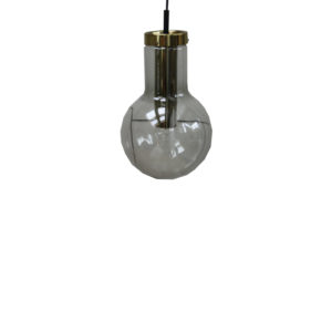 Pendant lamp of Raak in mouth-blown smoked glass with golden details - Produced in the Netherlands - '60's