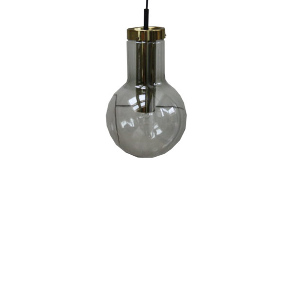 Pendant lamp of Raak in mouth-blown smoked glass with golden details - Produced in the Netherlands - '60's