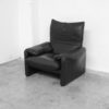 Black Leather Maralunga Easy Chair