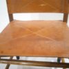 Set of Six Walnut and Cognac Leather Chairs