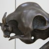 Abstract bronze statue of a bull, mounted on a solid black marble base - Signed by Max Milo