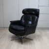Swivel lounge chair in black leather, designed by Eugen Schmidt, produced by Soloform- Germany- 1960's Swivel lounge chair in black leather, designed by Eugen Schmidt, produced by Soloform- Germany- 1960's
