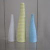 Set of 3 vases of the 'Reptile' serie White, light blue and yellow , designed and signed by Stig Lindberg - Produced by Gustavsberg - Sweden- 1953