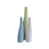 Set of 3 vases of the 'Reptile' serie White, light blue and yellow , designed and signed by Stig Lindberg - Produced by Gustavsberg - Sweden- 1953