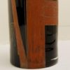 Cylindrical vase in black engraved glass, circa 1950
