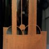 Cylindrical vase in black engraved glass, circa 1950