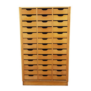 Industrial Beech Filing Cabinet by James Leonard for ESA, 1960s