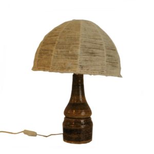 Ceramic lamp with lampshade in wool, 1960s