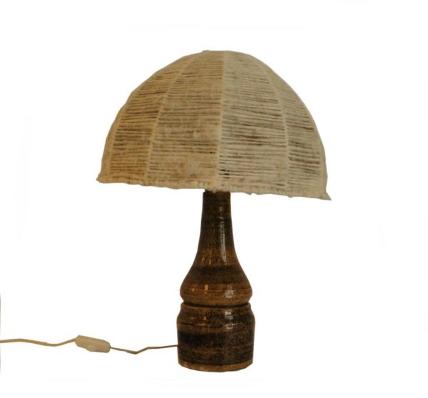 Ceramic lamp with lampshade in wool, 1960s
