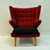 Red midcentury Wingback armchair from 1950`s, Scandinavia