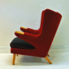 Red midcentury Wingback armchair from 1950`s, Scandinavia