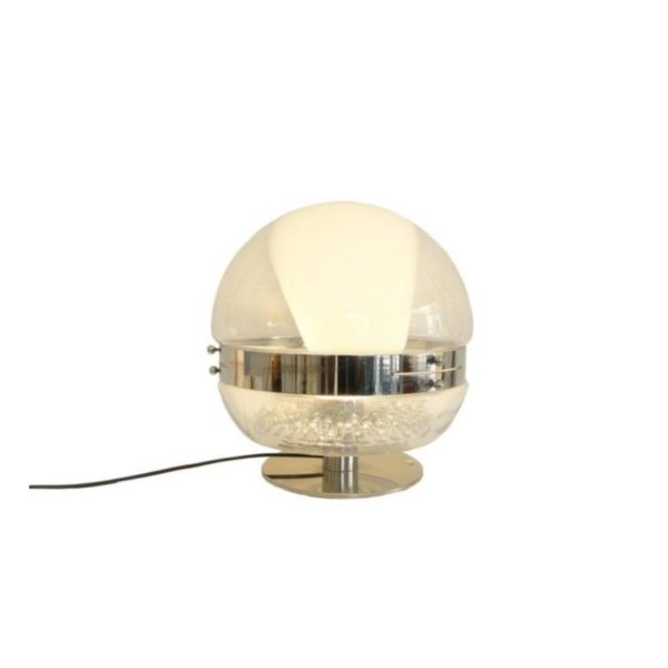 Globe lamp in Murano glass and chrome, 1970's