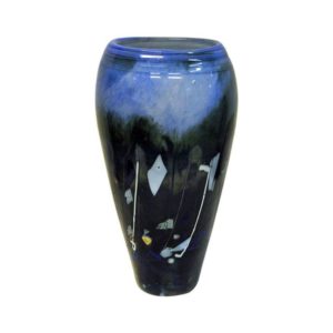 Large Blue Vintage Glassvase By Maud G. Bugge -Hadeland Glassverk 1980s, Norway