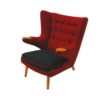 Red midcentury Wingback armchair from 1950`s, Scandinavia