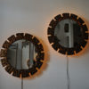 Pair of vintage Art Deco Wall mirrors with lightning 1930`s, Scandinavia