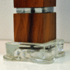 Vintage Swedish Wood & Glass Table Lamps, Set of 2