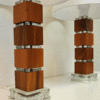 Vintage Swedish Wood & Glass Table Lamps, Set of 2