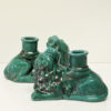 Green Vintage ceramic candlelight lions St. Eriks, Uppsala 1920s - Sweden