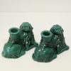 Green Vintage ceramic candlelight lions St. Eriks, Uppsala 1920s - Sweden