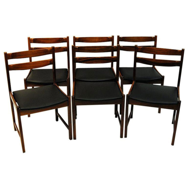 Midcentury Rosewood Diningchairs with Leatherette seats `Bruksbo`, Norway 1960s Midcentury Rosewood Diningchairs with Leatherette seats `Bruksbo`, Norway 1960s