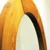 Round Pine Wall mirror 100 cmD by Glasmäster Markaryd 1950`s Sweden