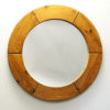 Round Pine Wall mirror 100 cmD by Glasmäster Markaryd 1950`s Sweden