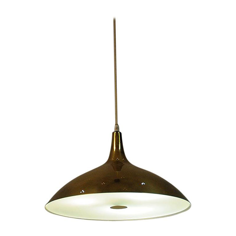 Midcentury Brass ceiling pendant by Paavo Tynell for Idman, Finland 1950s