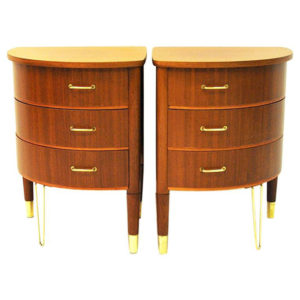 Midcentury pair of roundshaped Mahogany small tables, Scandinavia 1950`s