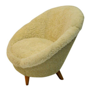 Midcentury Florida Easy chair in sheepskin, Vatne Lenestolfabrikk - Norway 1950s