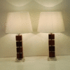 Vintage Swedish Wood & Glass Table Lamps, Set of 2
