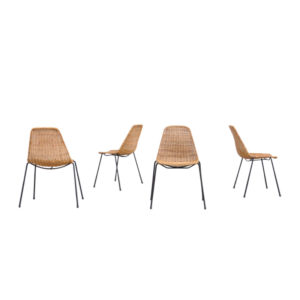 Set of 4 Italian Rattan Dining Chairs