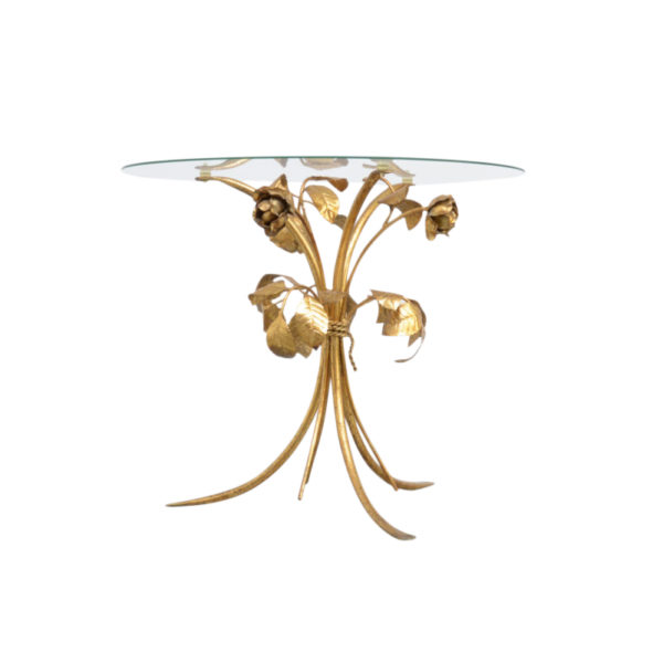 'Bouquet of Roses' Gilded Side Table
